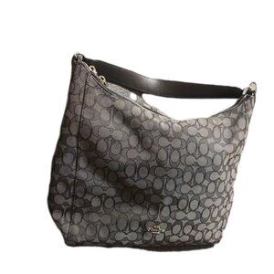 Coach Celeste Outline Signature HOBO Shoulder Bag, Black And Grey Coach Purse